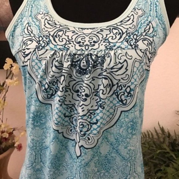 Athleta Blue Print Draw String Tank Top size XXS - Picture 2 of 3